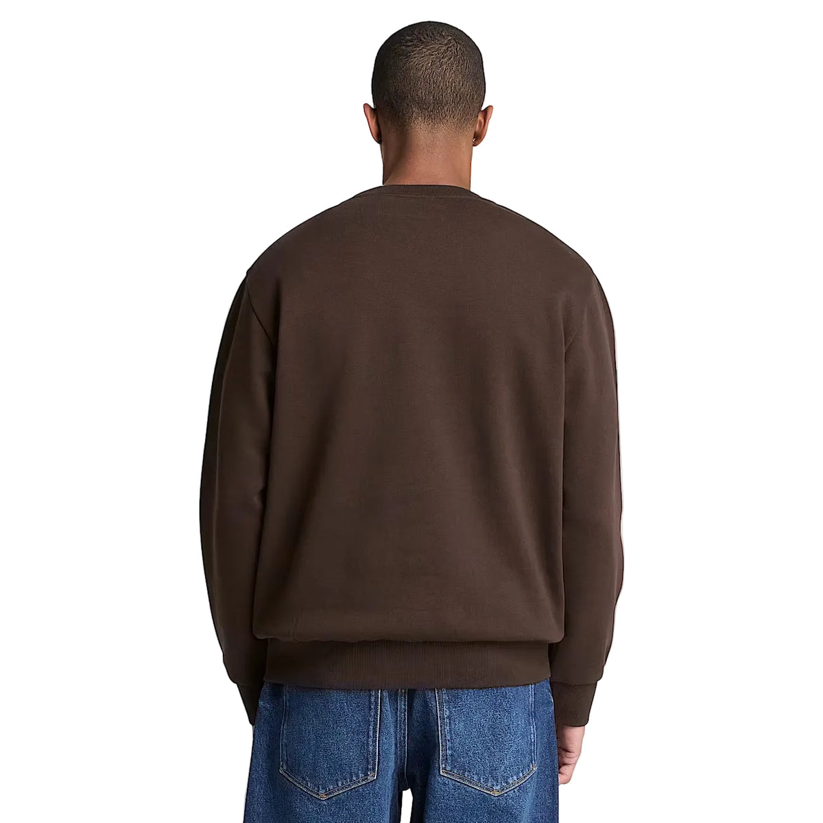 Chandail molletonné à encolure ronde Wareham avec écusson logo - Brun foncé