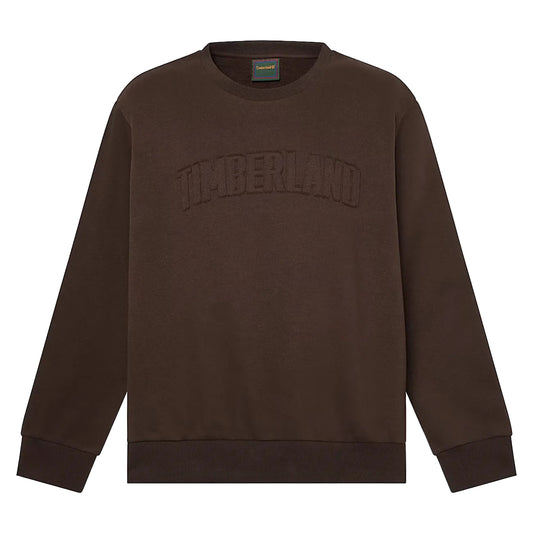 Chandail molletonné à encolure ronde Wareham avec écusson logo - Brun foncé