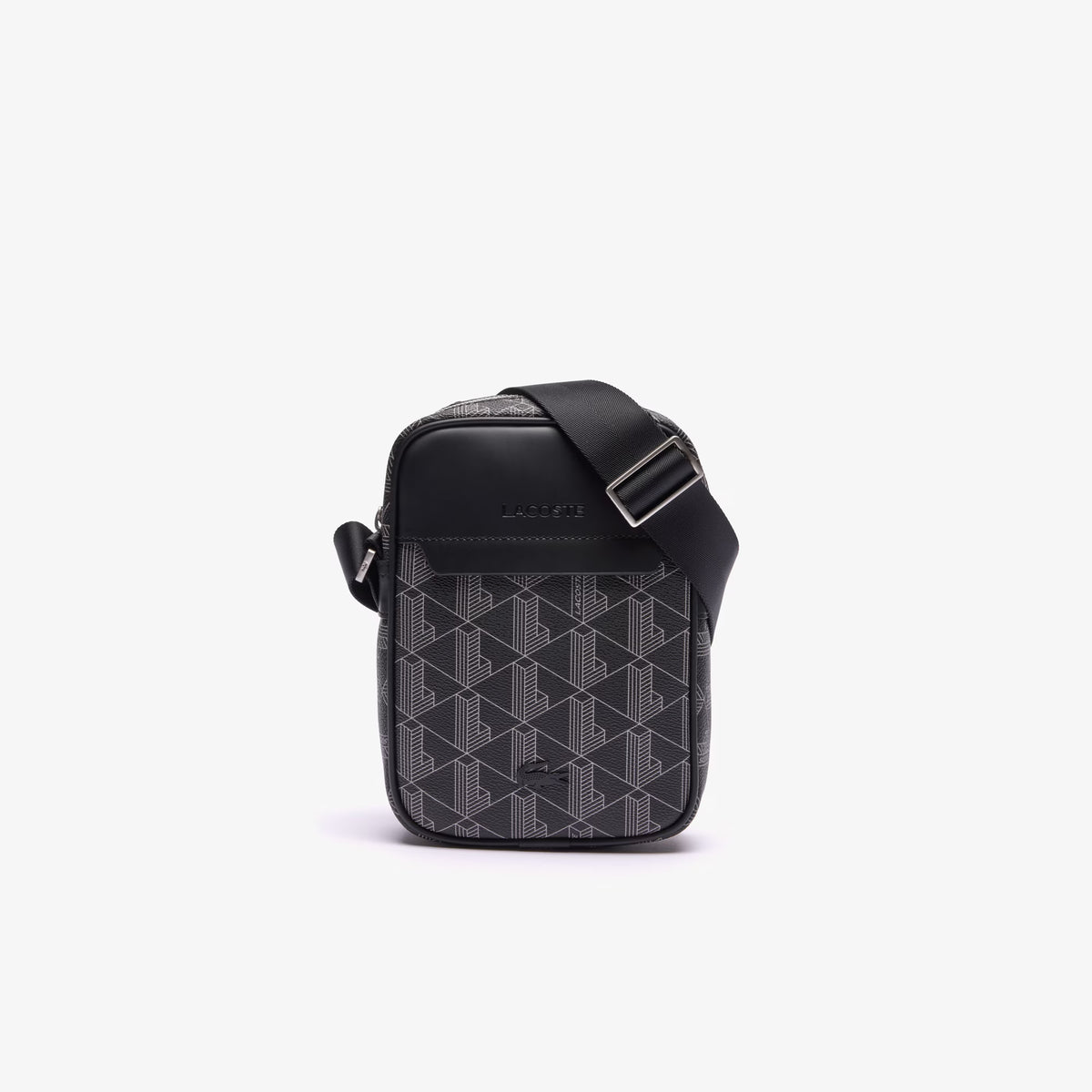 Sacoche verticale The Blend avec monogramme noir gris
