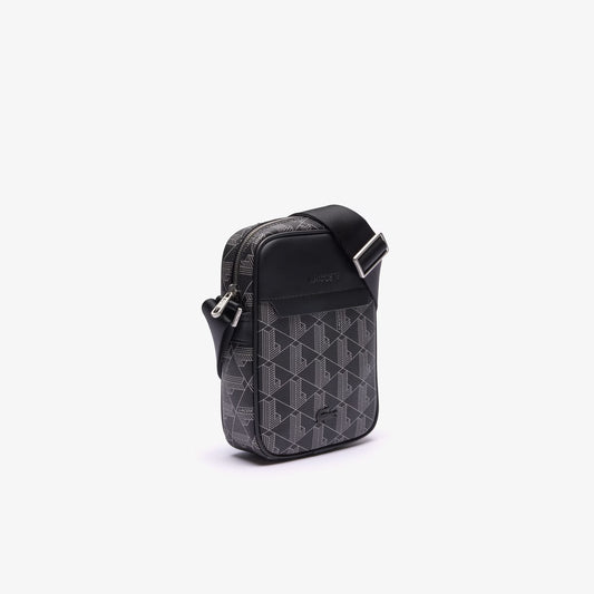 Sacoche verticale The Blend avec monogramme noir gris