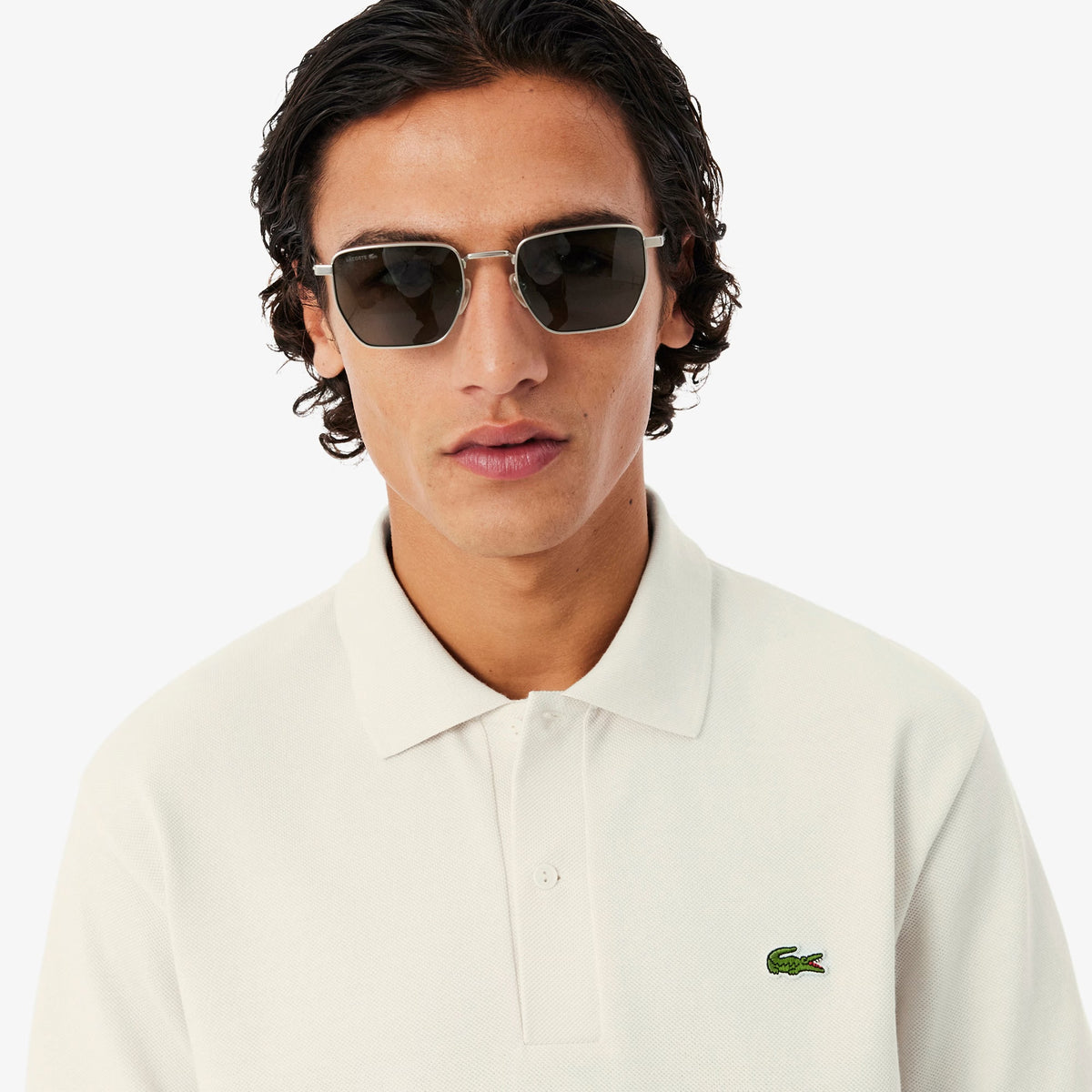 French Made Classic Fit Striped Polo - Cream