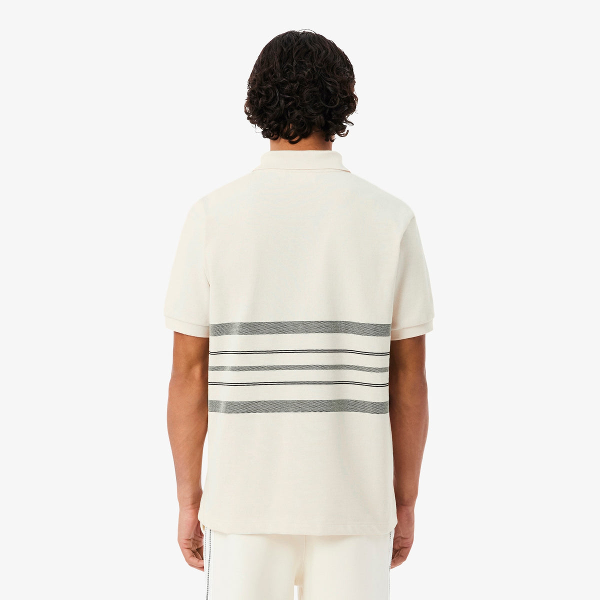 French Made Classic Fit Striped Polo - Cream