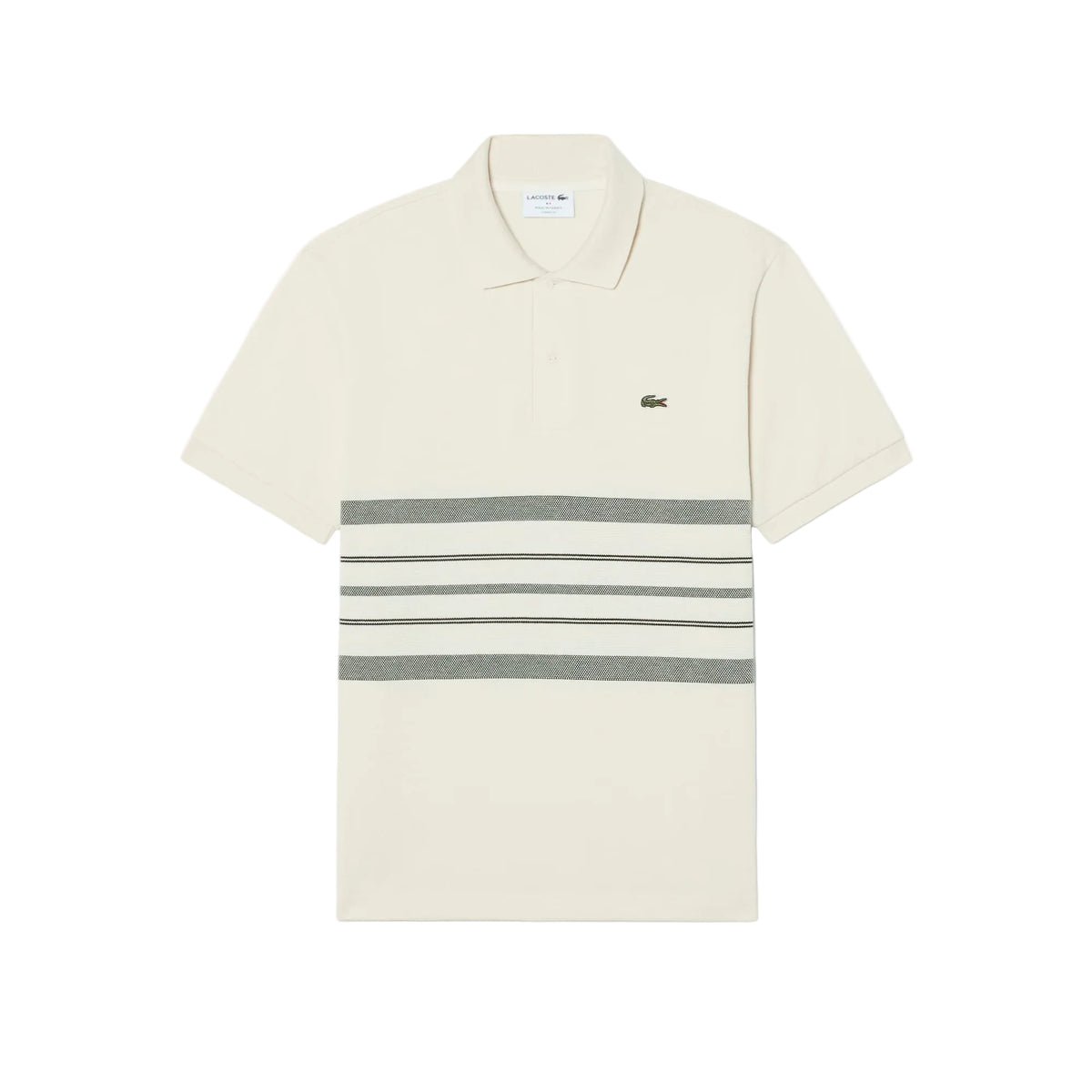 French Made Classic Fit Striped Polo - Cream