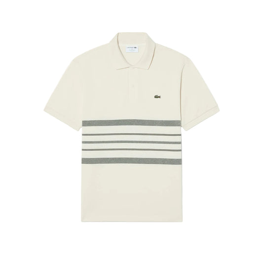 Polo classic fit rayé fabriqué en France - Crème