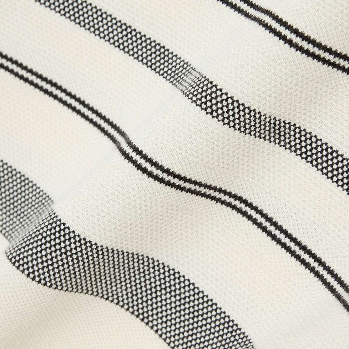 French Made Classic Fit Striped Polo - Cream