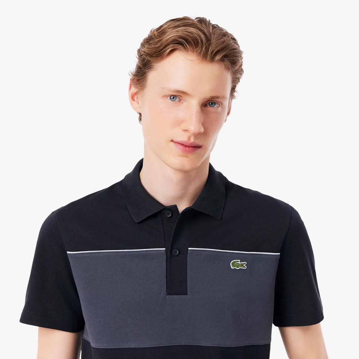 Regular Fit Colour-Block Piqué Polo Shirt - Black / Charcoal