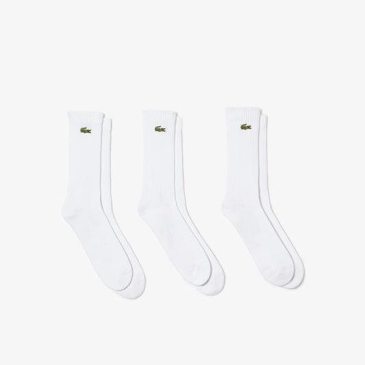 Lot de 3 paires de chaussettes hautes Lacoste Sport - Blanc