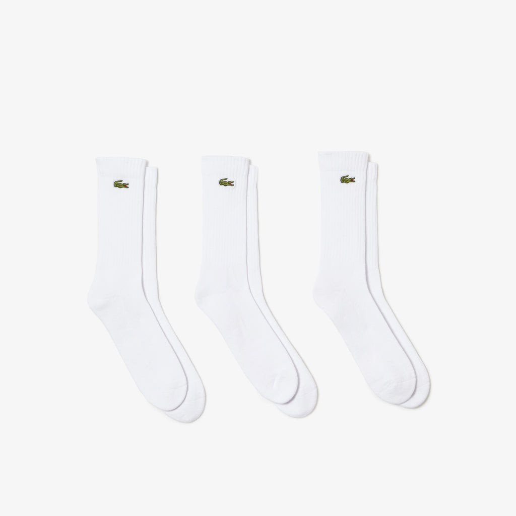 Lot de 3 paires de chaussettes hautes Lacoste Sport - Blanc