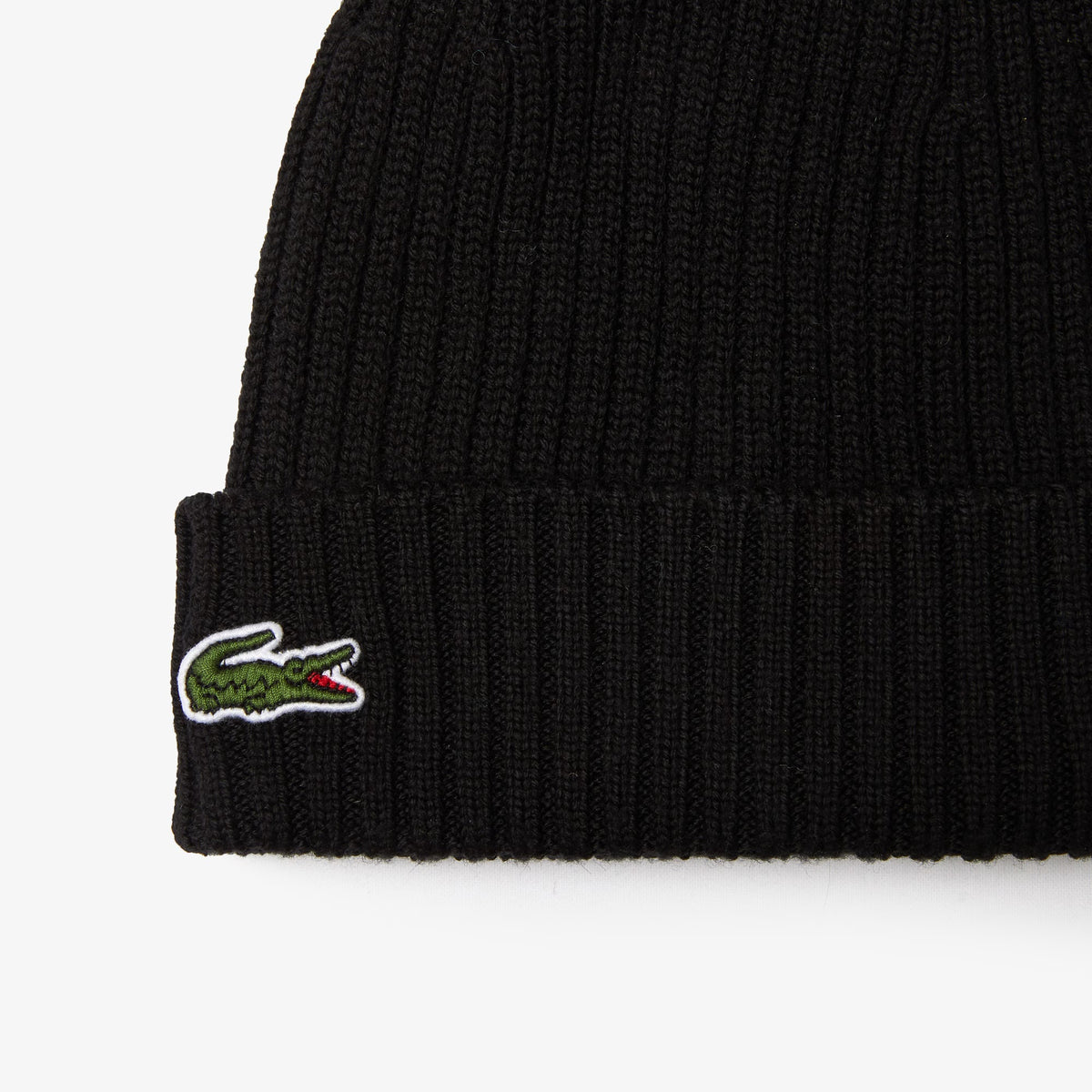 Unisex Rib Knit Brushed Wool Beanie - Black