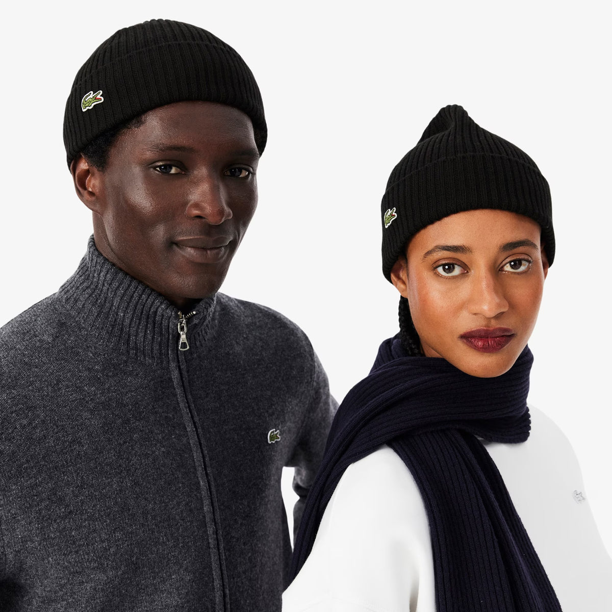 Unisex Rib Knit Brushed Wool Beanie - Black