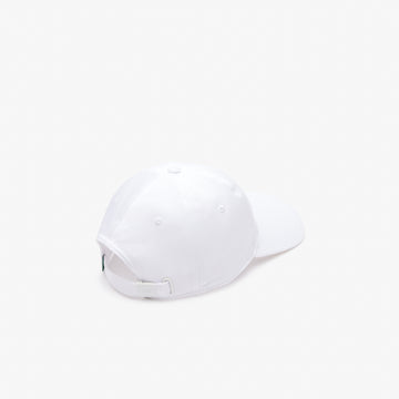 Casquette unisexe unie Lacoste en twill de coton biologique - blanc