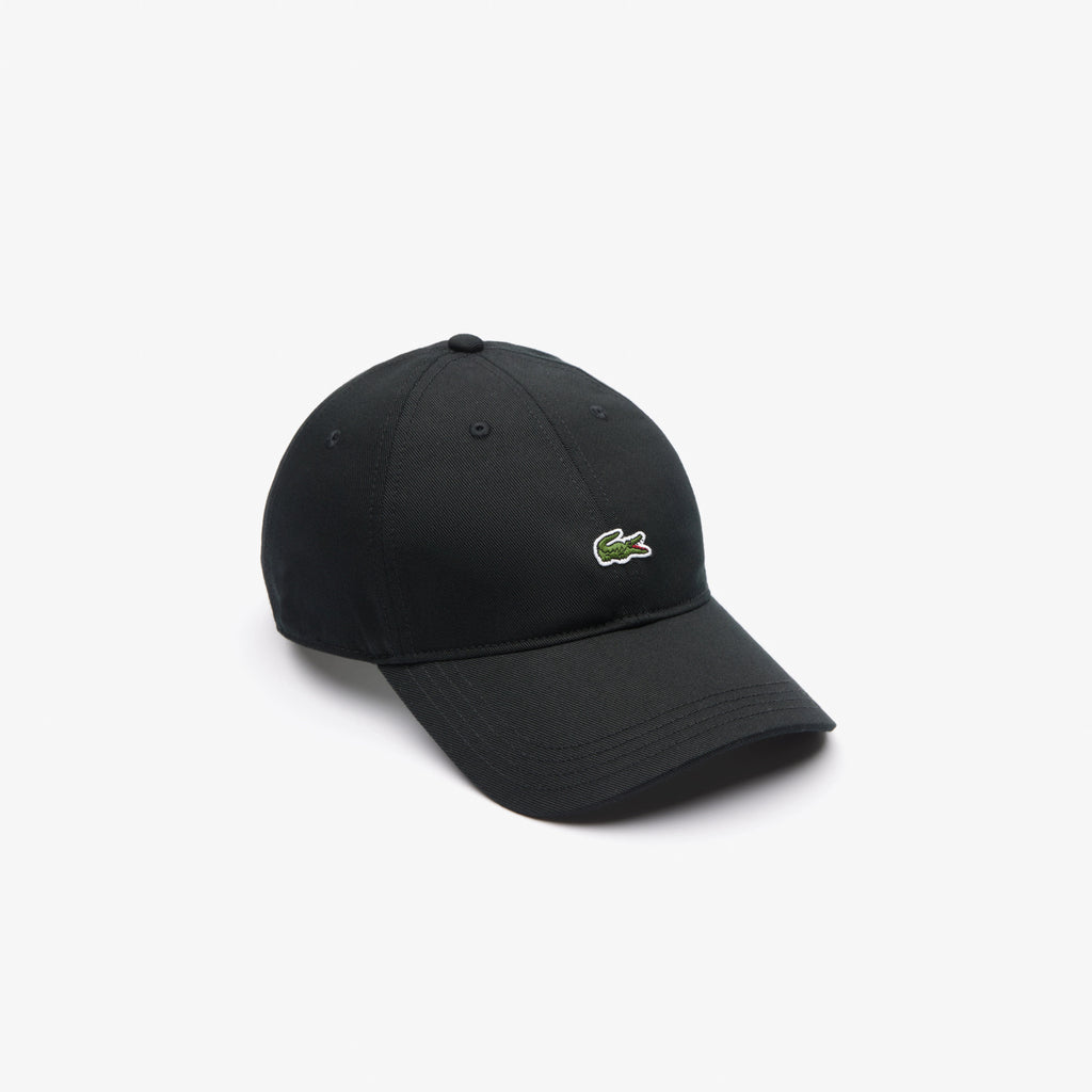 Casquette unisexe unie Lacoste en twill de coton biologique - noir
