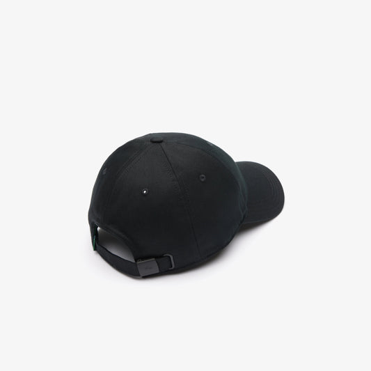 Casquette unisexe unie Lacoste en twill de coton biologique - noir