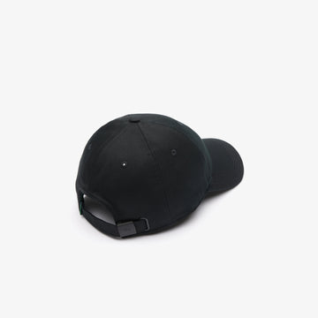 Casquette unisexe unie Lacoste en twill de coton biologique - noir