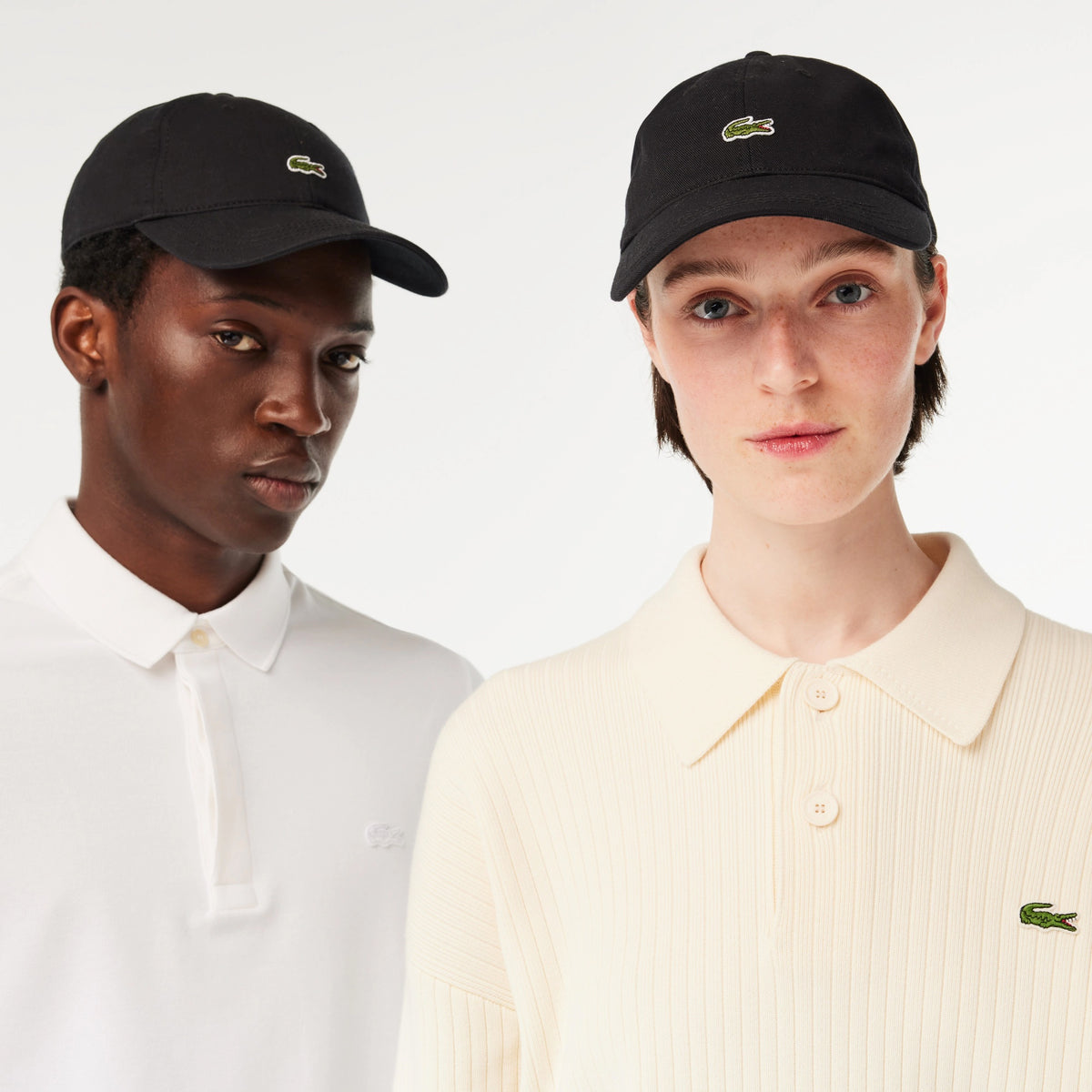 Casquette unisexe unie Lacoste en twill de coton biologique - noir