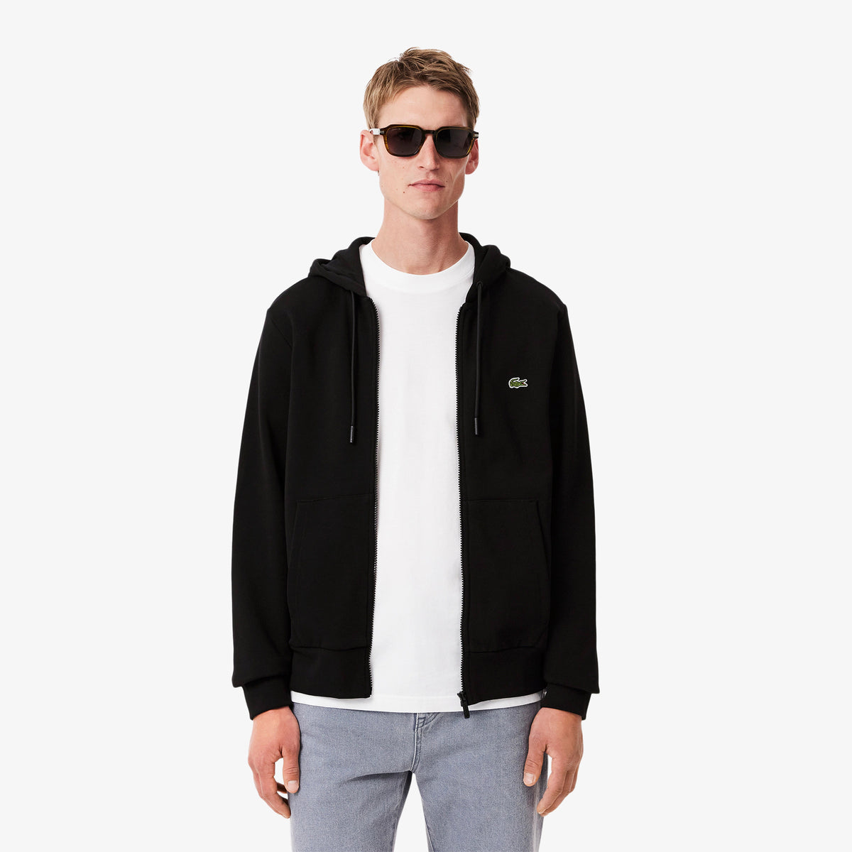 Men's Zip-Up Fleece Hoodie - Black