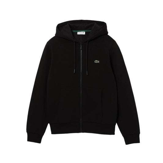 Sweatshirt zippé homme en polaire avec poche kangourou - NOIR