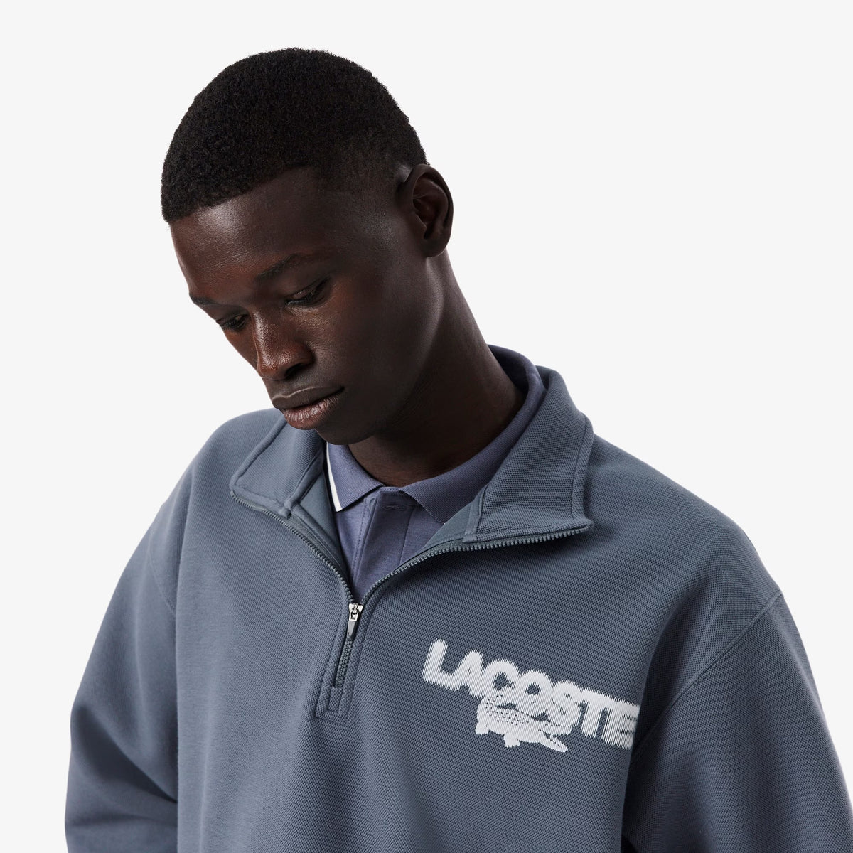 Branded Piqué Sweatshirt - Gray