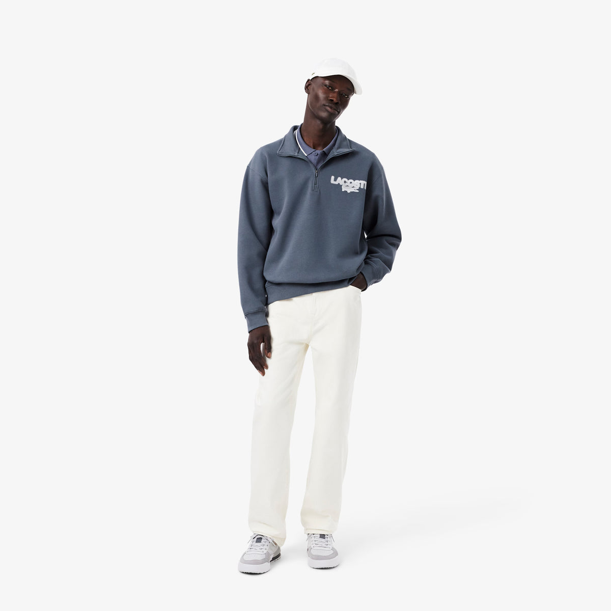 Branded Piqué Sweatshirt - Gray