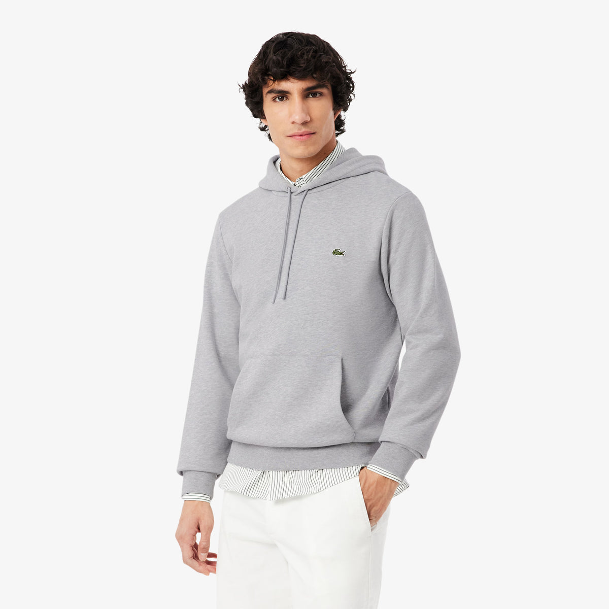 Men's Cotton Fleece Hoodie - Grey Chine