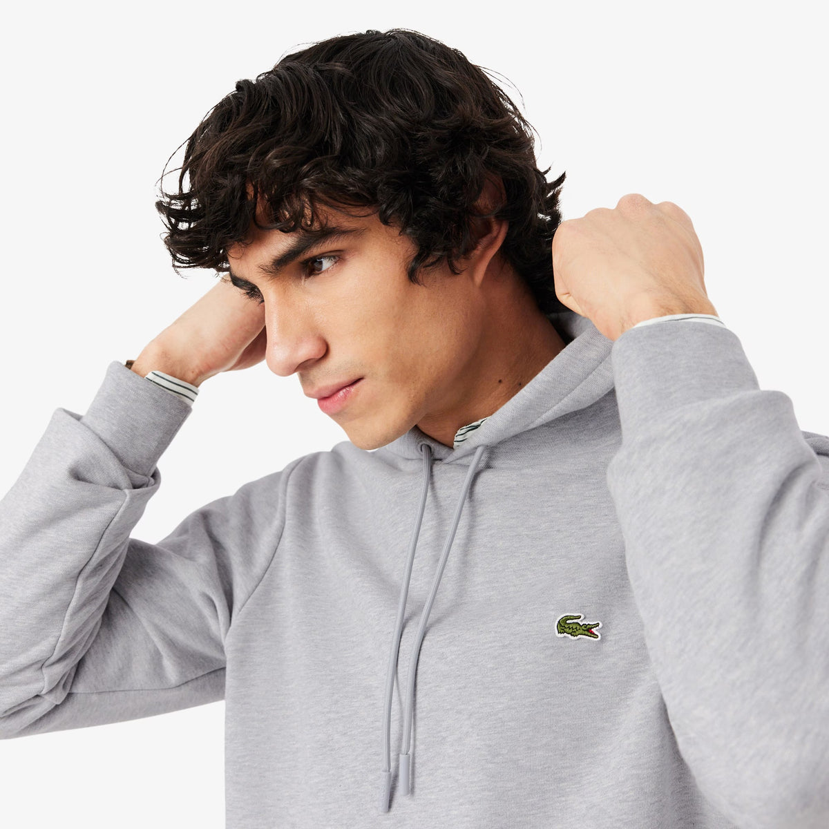 Men's Cotton Fleece Hoodie - Grey Chine