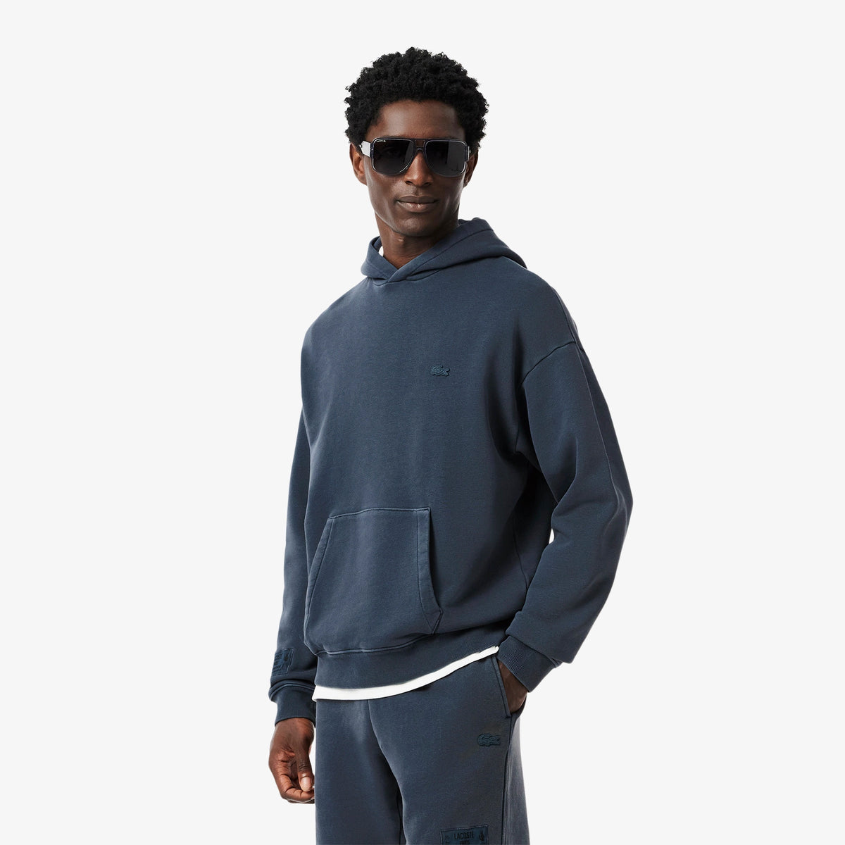 Washed Effect Hoodie - Bleu