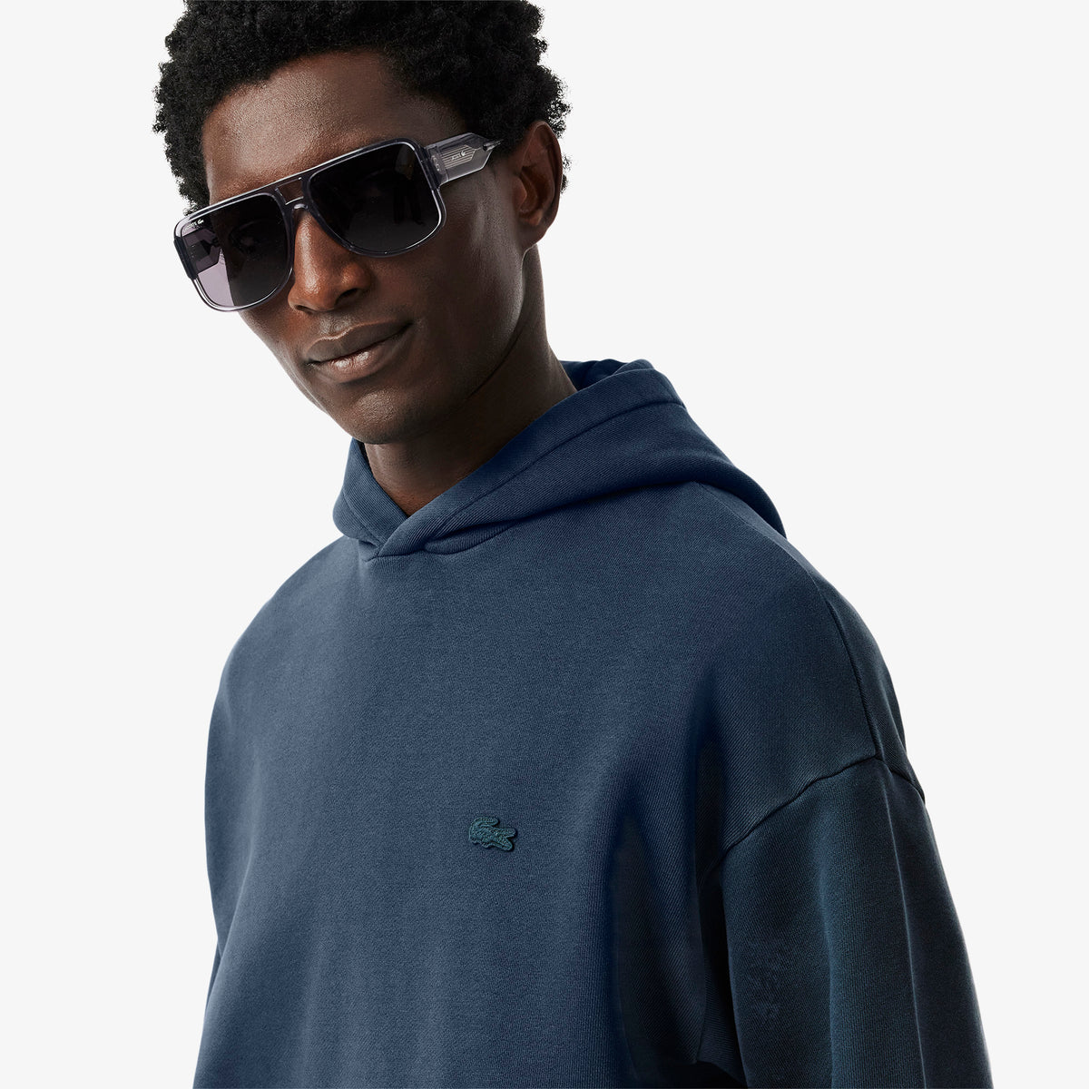 Washed Effect Hoodie - Bleu