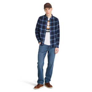 Chemise à carreaux en flanelle mi-épaisse pour hommes