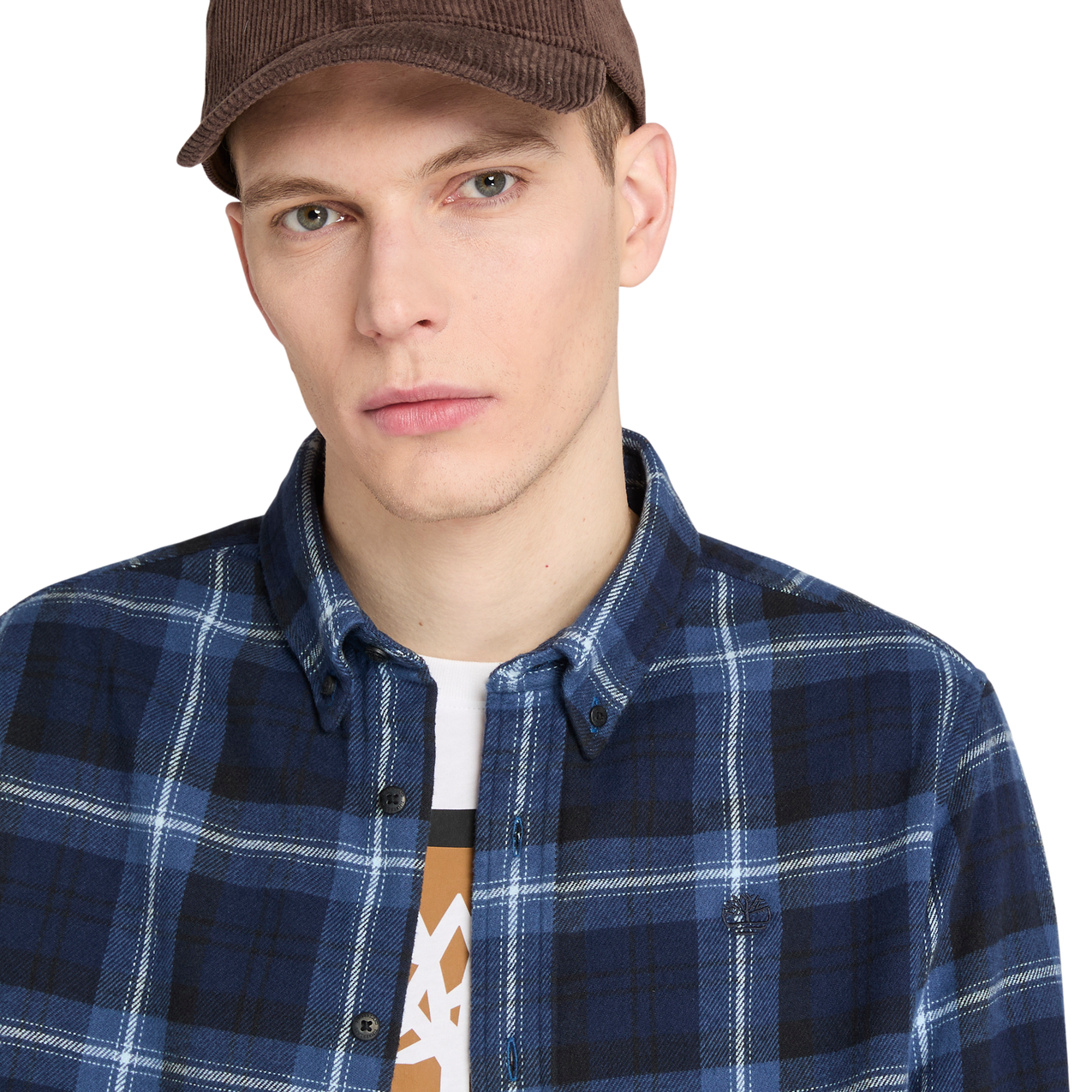 Chemise à carreaux en flanelle mi-épaisse pour hommes
