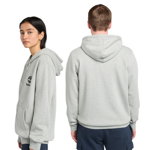 PRINT STACK LOGO FZ (BB) HOODIE - MEDIUM GREY HEATHER