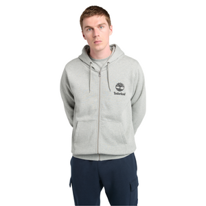 PRINT STACK LOGO FZ (BB) HOODIE - MEDIUM GREY HEATHER