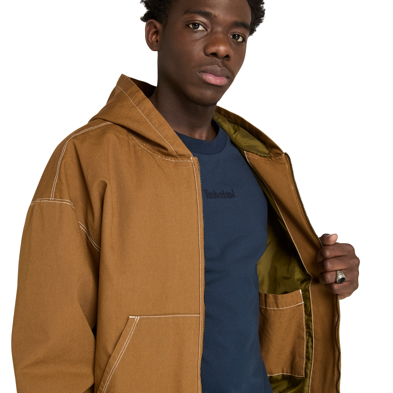 Timberland Duck Canvas Hooded Jacket - Dark Wheat