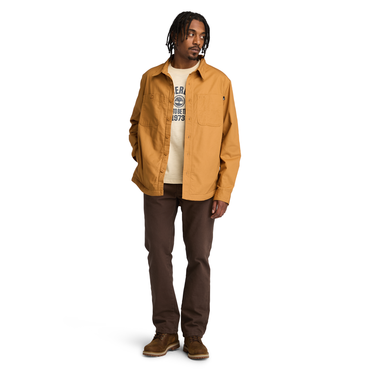 WINDHAM Printed Fleece Lined Overshirt - Wheat Boot