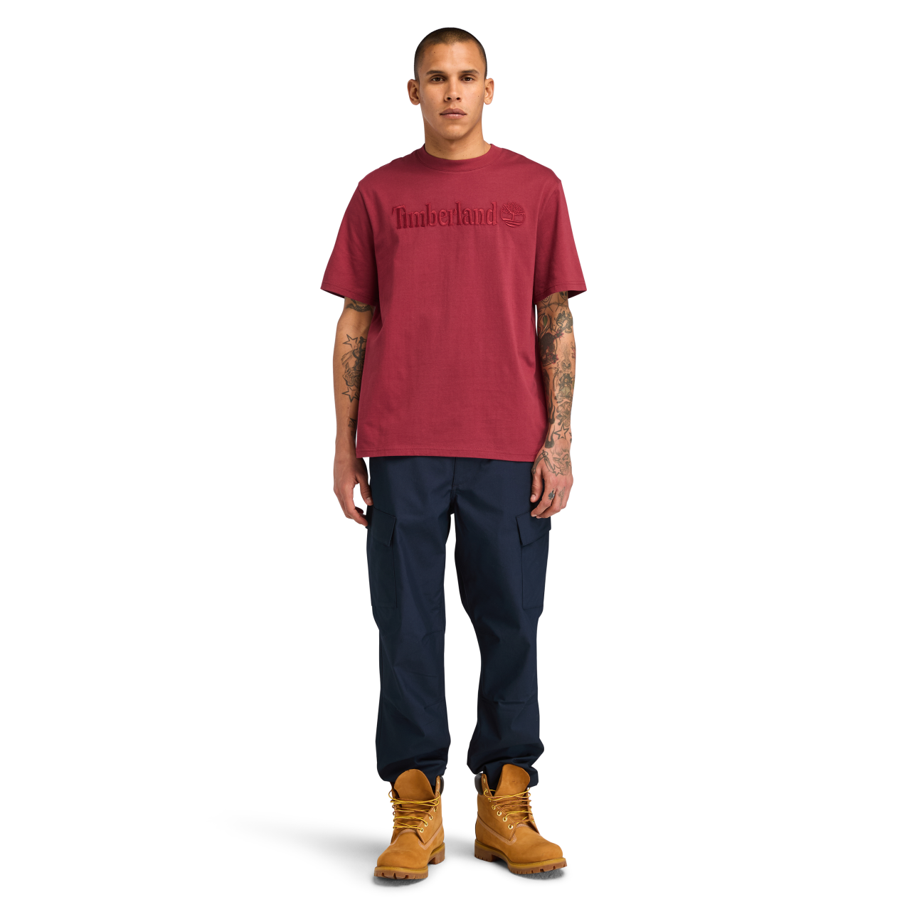 Tonal Embroidered Logo Tee -Cordovan