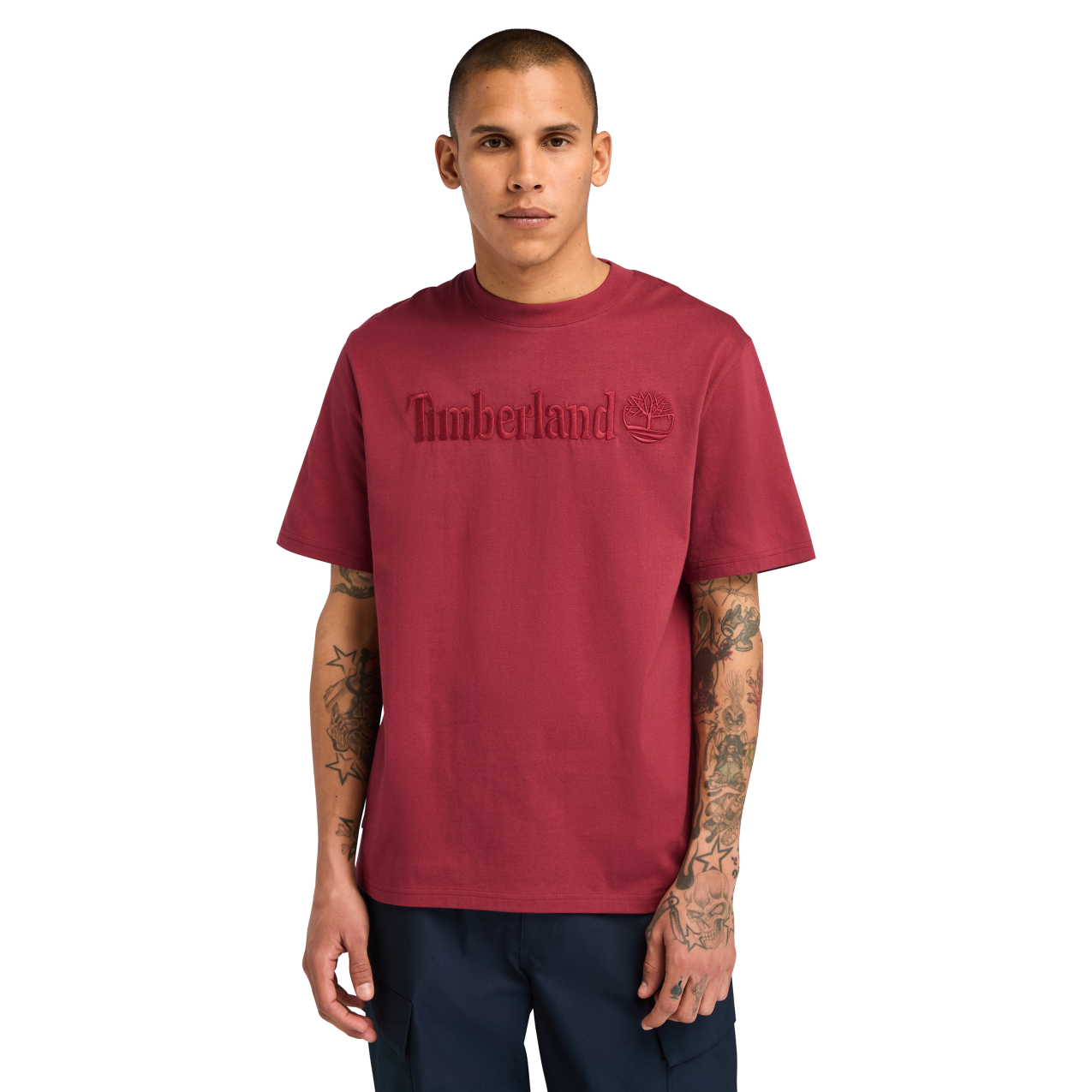 Tonal Embroidered Logo Tee -Cordovan