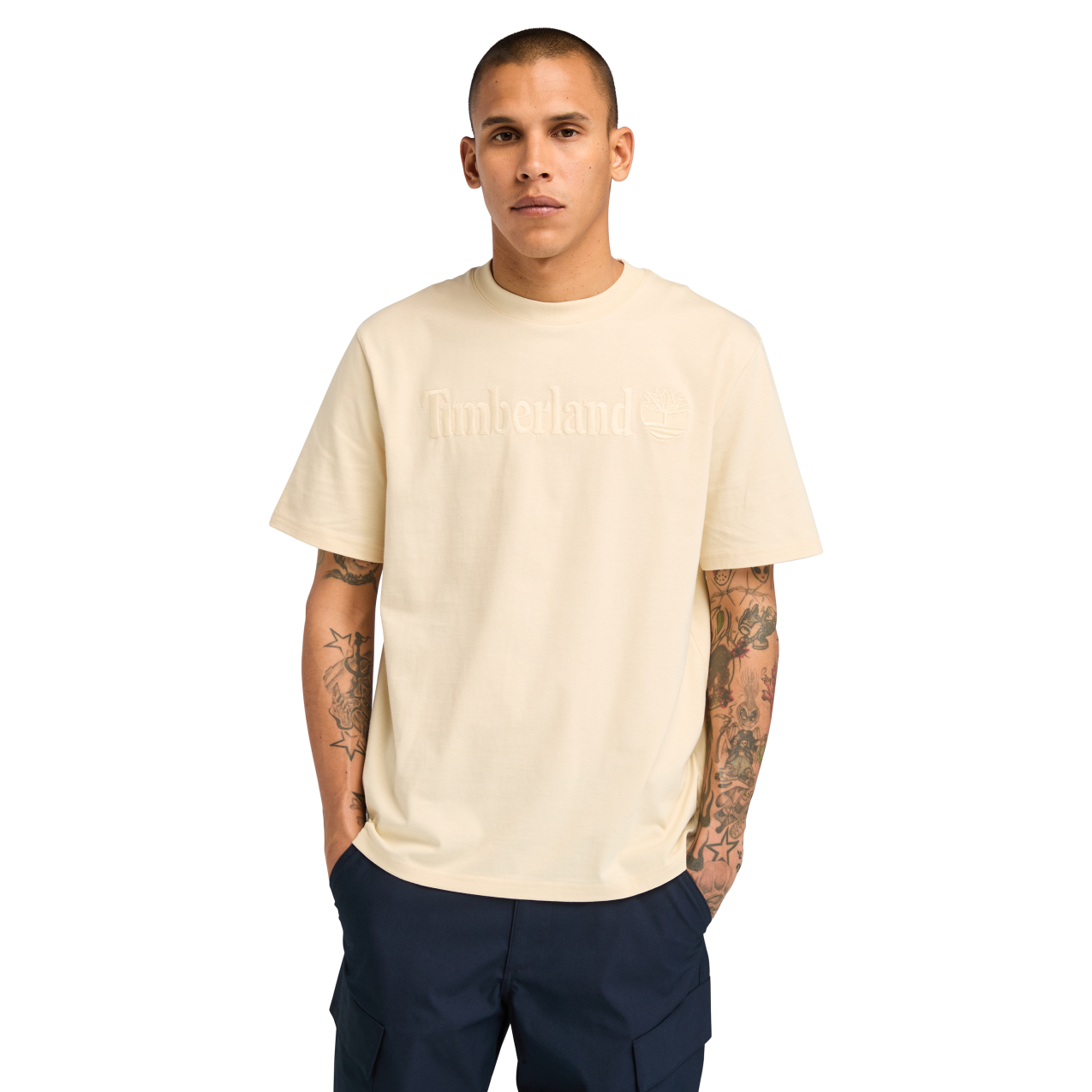 Tonal Embroidered Logo Tee -Angora