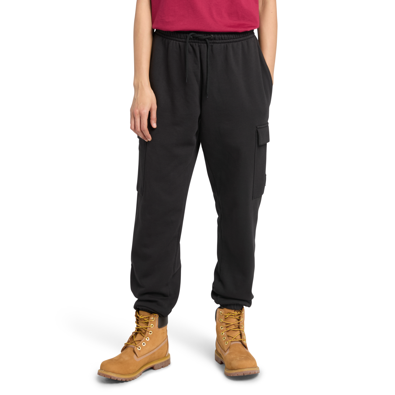 WOVEN BADGE CARGO SWEATPANT - Black