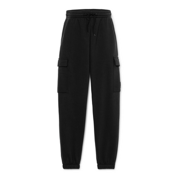 WOVEN BADGE CARGO SWEATPANT - Black