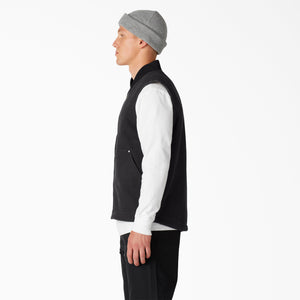 Stonewashed Duck High Pile Fleece Lined Vest- Black