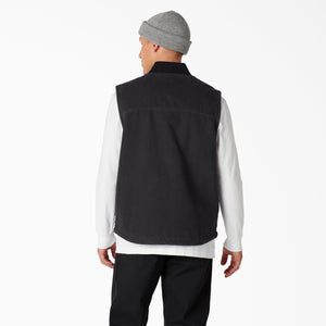 Stonewashed Duck High Pile Fleece Lined Vest- Black