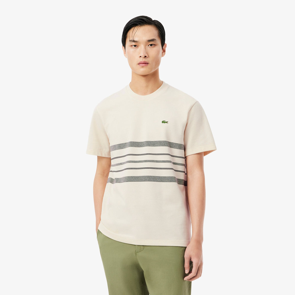 T-shirt en Piqué rayé fabriqué en France - Crème