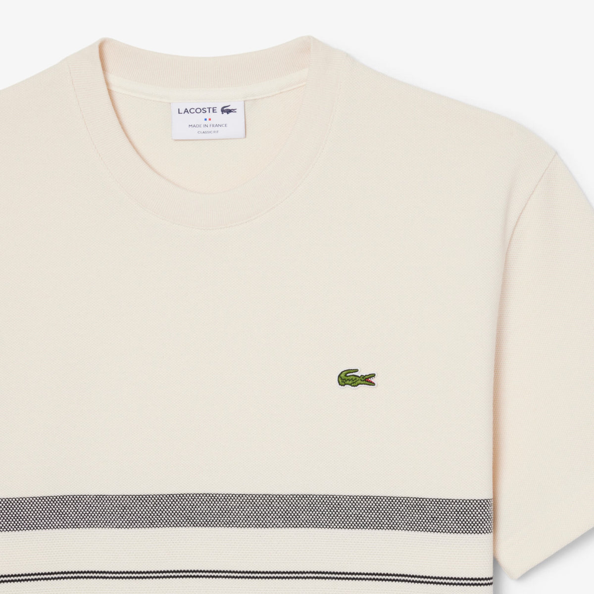 T-shirt en Piqué rayé fabriqué en France - Crème