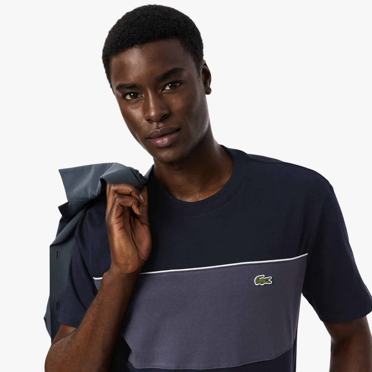 Colour-Block Cotton T-shirt - BLack / Charcoal