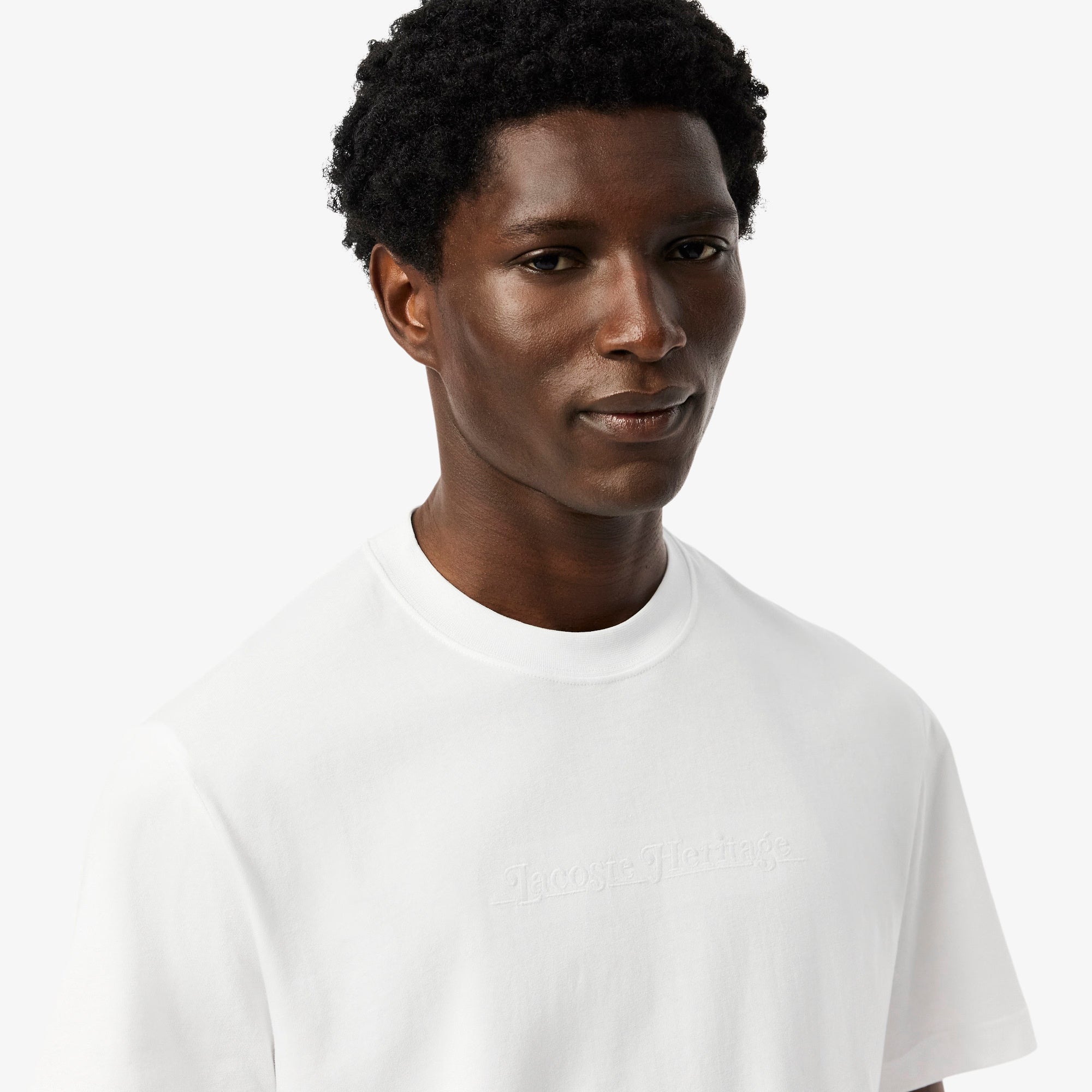 T-shirt coton brodé Lacoste Heritage - Blanc