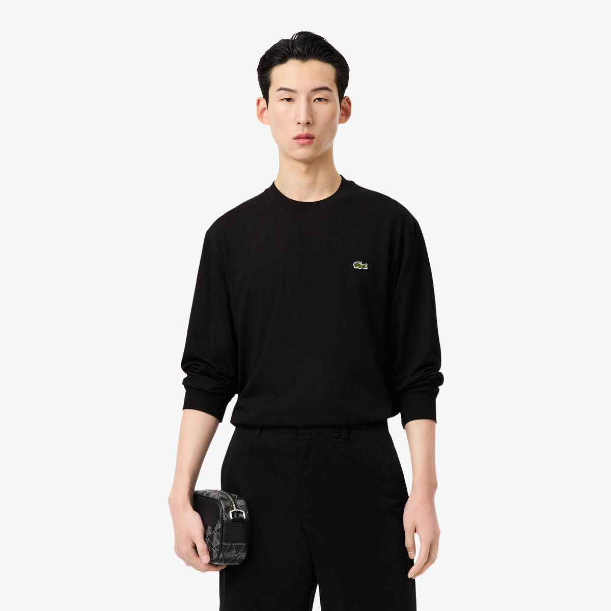 Men's Long Sleeve Cotton T-Shirt - Black