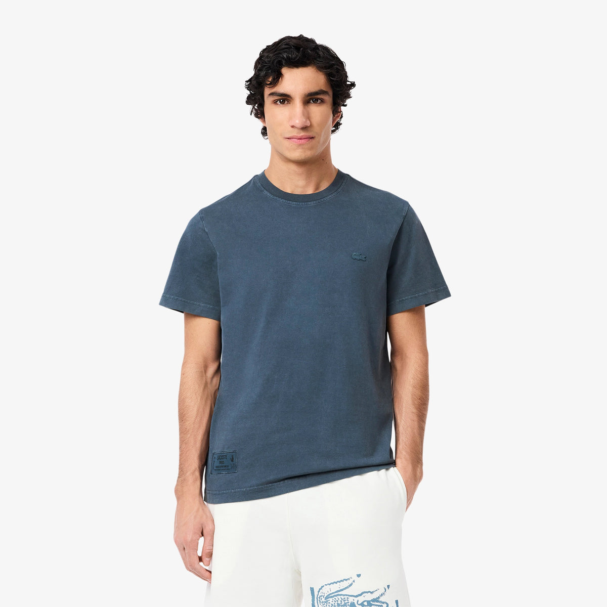 Washed Effect Heavy Jersey T-shirt - Bleu