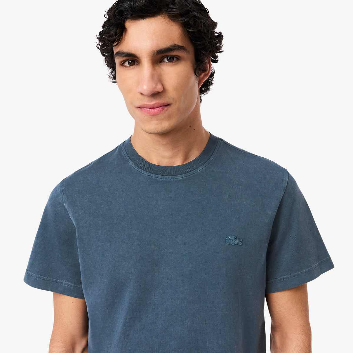Washed Effect Heavy Jersey T-shirt - Bleu