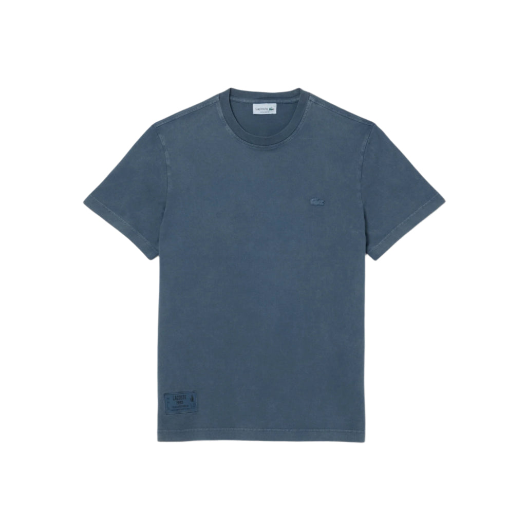 Washed Effect Heavy Jersey T-shirt - Bleu