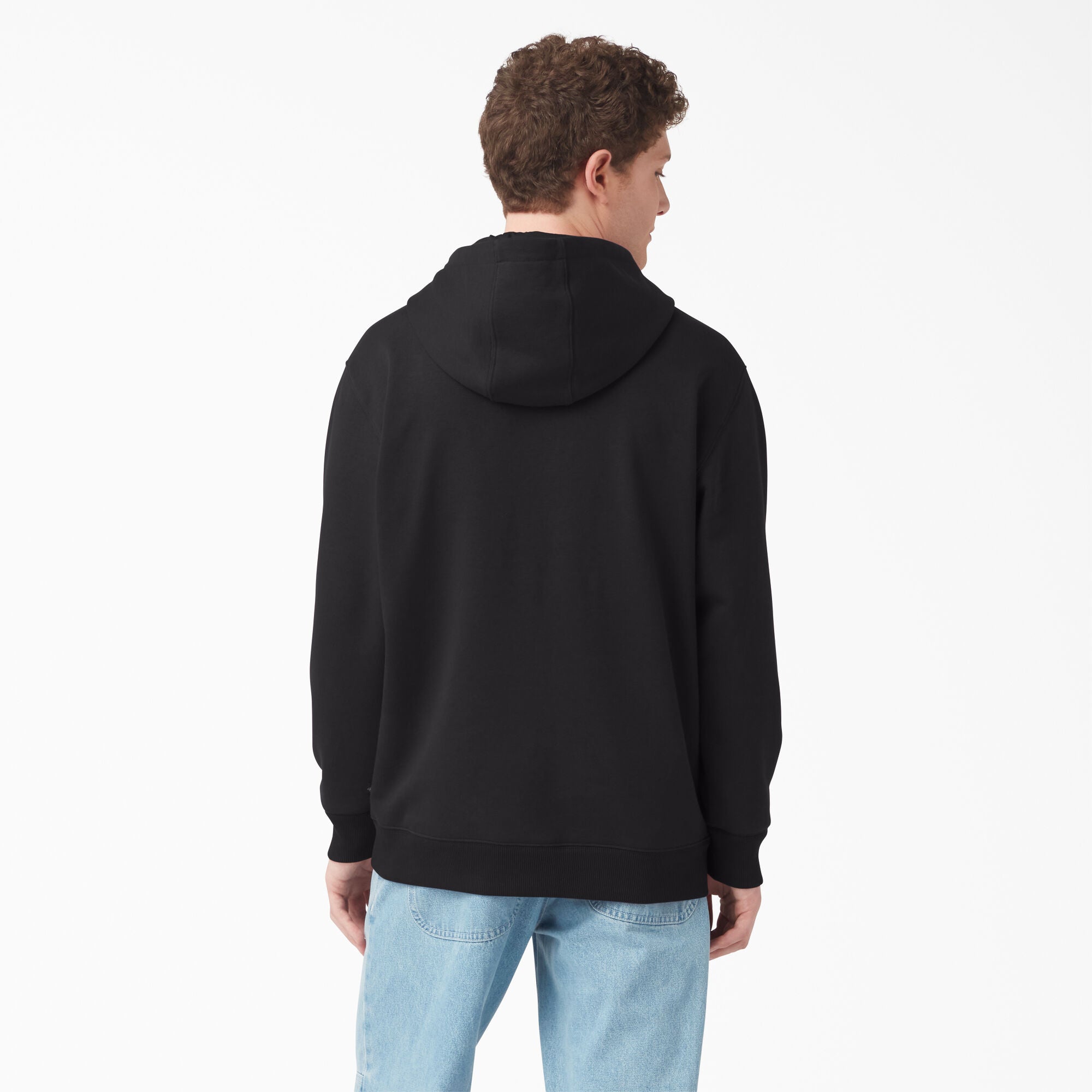 Fleece Embroidered Chest Logo Hoodie - Black