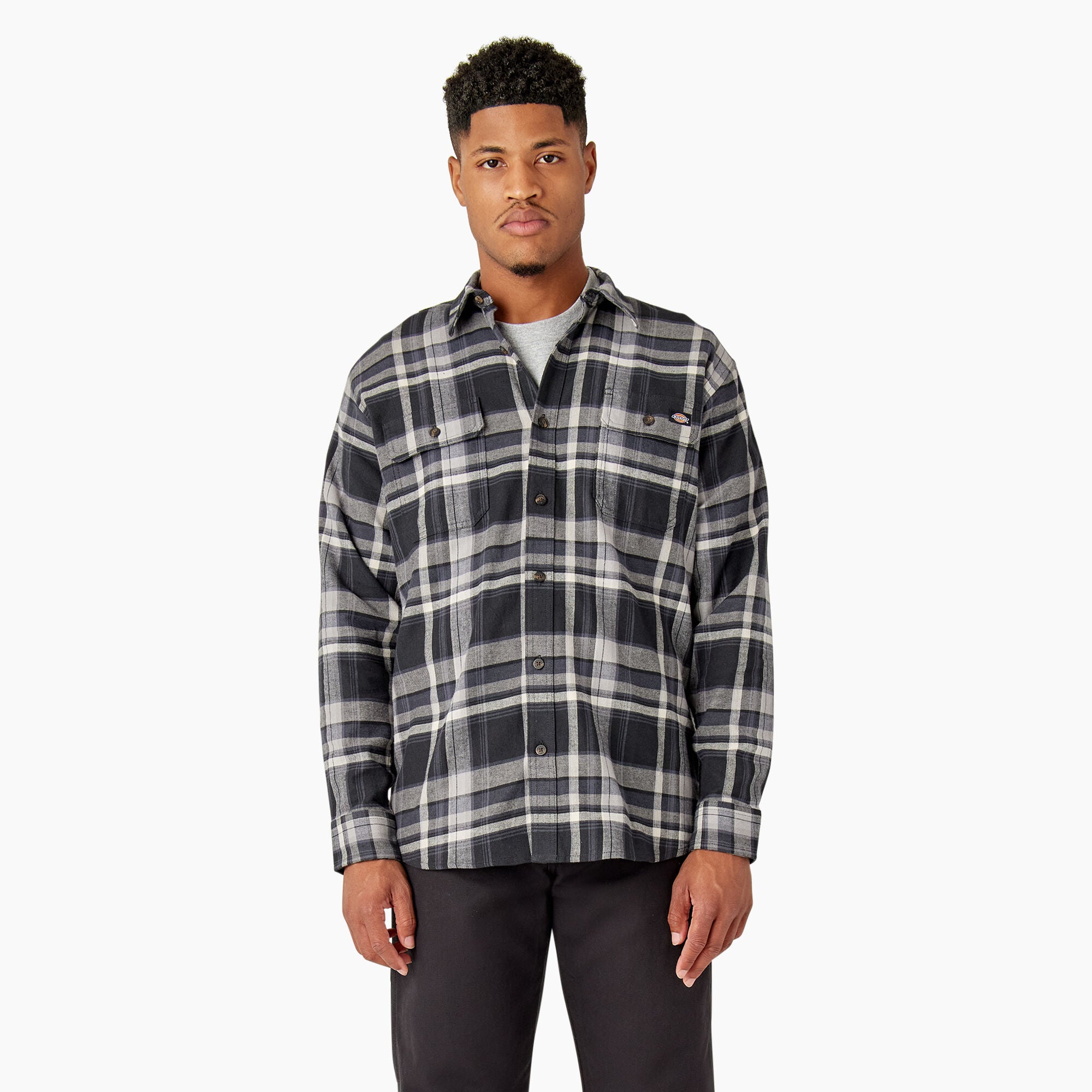 FLEX Long Sleeve Flannel Shirt - Black/Gray